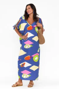 Cold Shoulder Kaftan Blue Bungalow